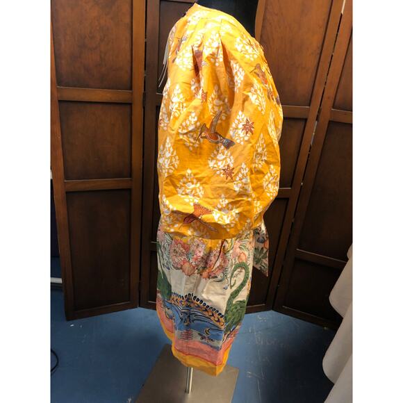 A loves A Yellow Floral Puff-Sleeve Midi Dress with Printed Skirt - Picture 6 of 10